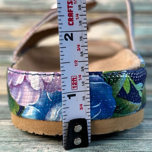 Comfortview The Maxi Footbed Slide Sandal Womens 9 Extra Wide Blue Floral Casual - Picture 10 of 11